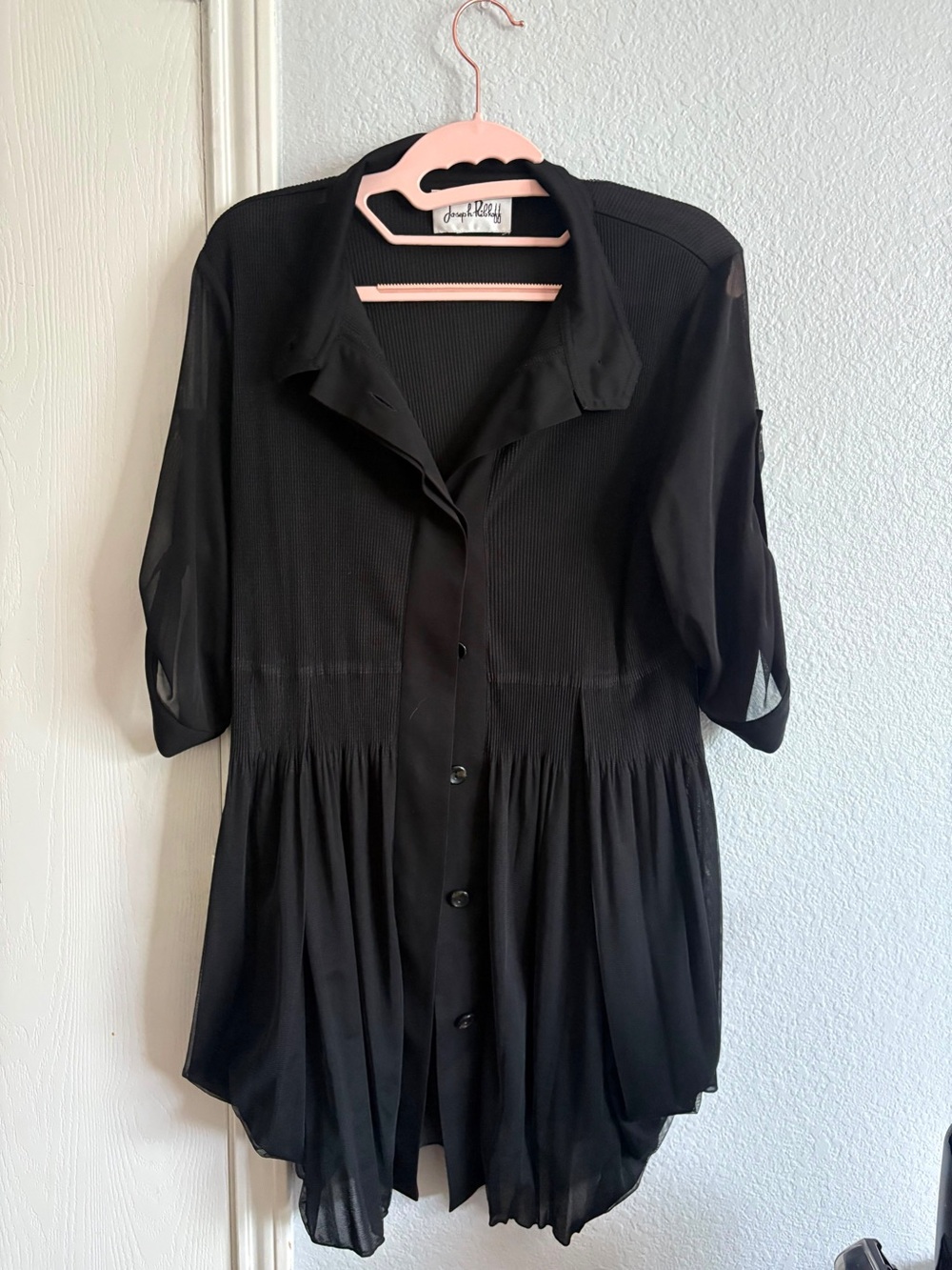 Joseph Ribkoff Black Long-Sleeve Button-Front Blouse